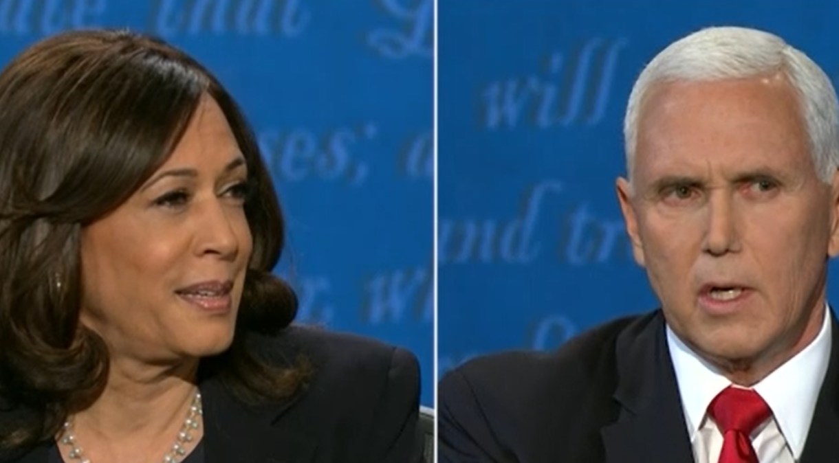 Kamala Harris e Mike Pence durante debate vice-presidencial