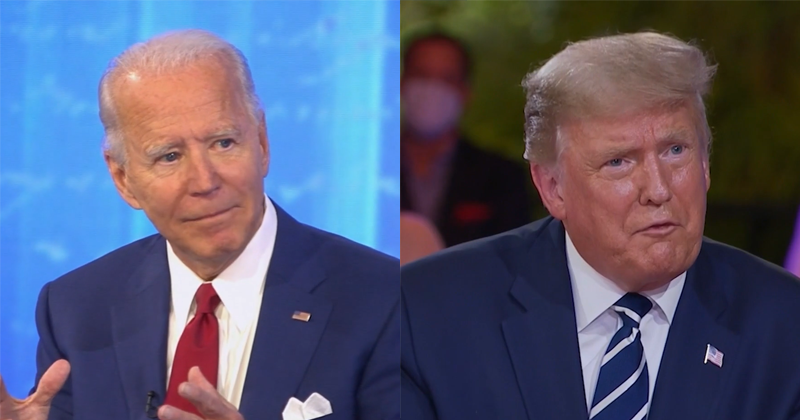 Joe Biden e Donald Trump em sabatinas