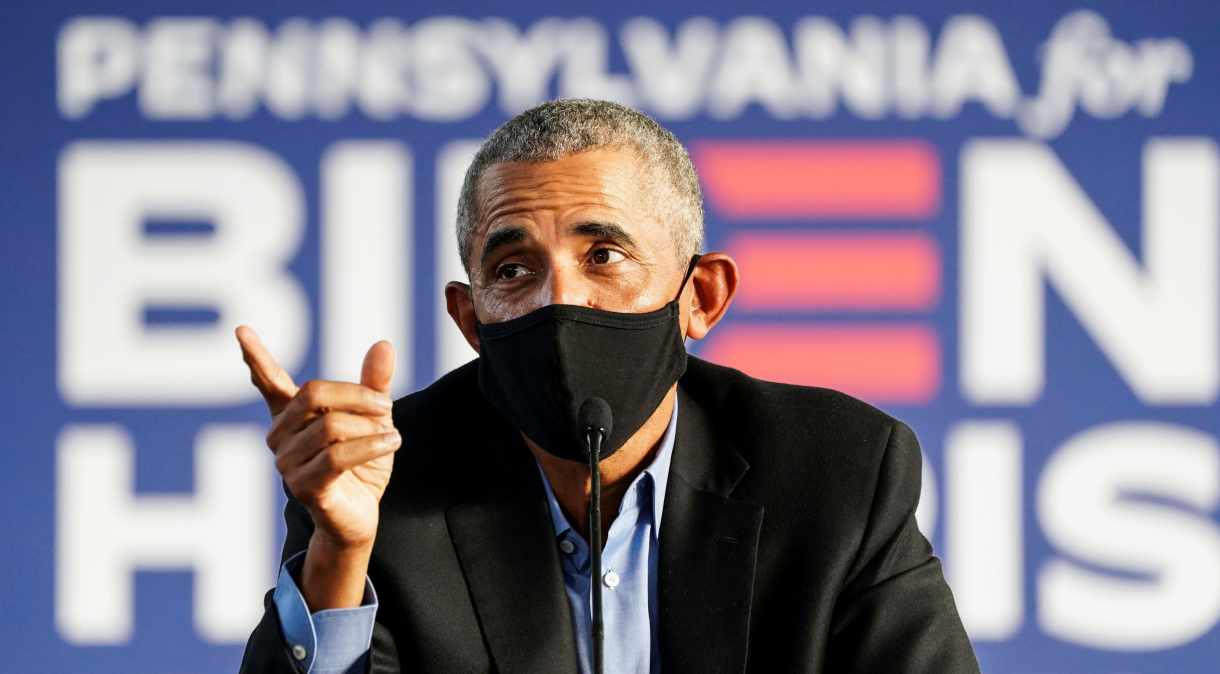 Ex-presidente dos EUA Barack Obama em ato de campanha para Joe Biden