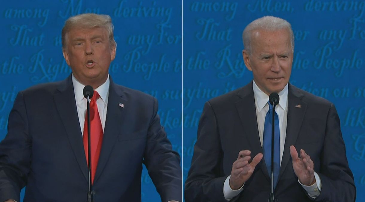 Donald Trump e Joe Biden durante o último debate antes da eleição presidencial dos Estados Unidos