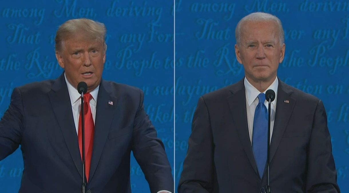 Donald Trump e Joe Biden durante debate: disputa parar na Justiça é algo que os investidores não querem 
