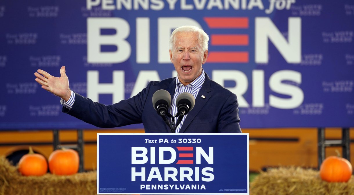 Joe Biden durante evento de campanha no estado da Pensilvânia, nos Estados Unidos