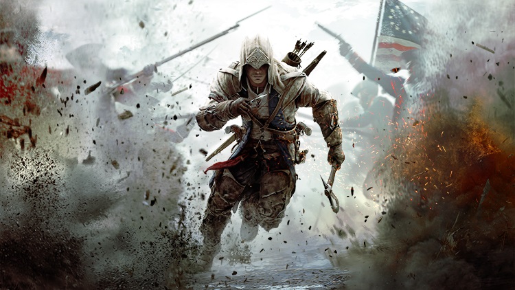 Pôster de divulgação do jogo Assassin's Creed III