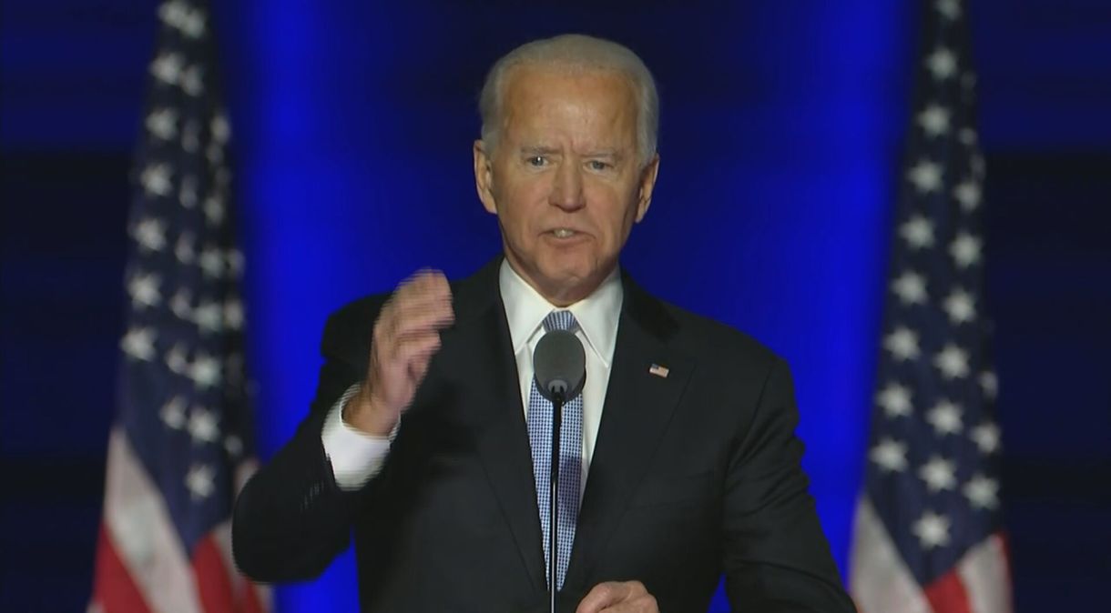 O presidente eleito dos EUA, Joe Biden, durante discurso da vitória (07.nov.2020)
