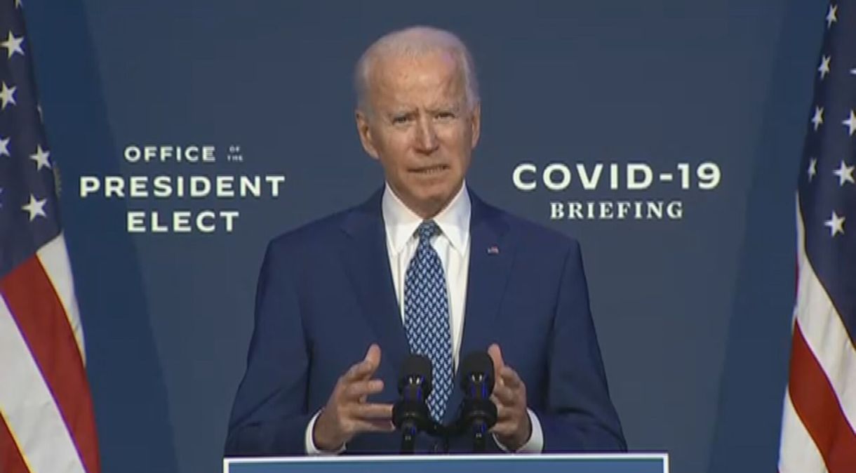 Joe Biden fez coletiva para falar sobre ações contra a Covid-19, após ser eleito novo presidente dos EUA (9.nov.2020)