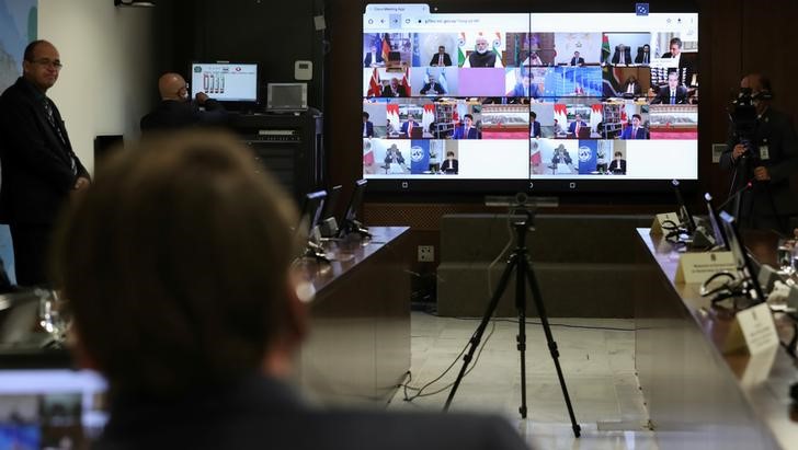Bolsonaro participa de reunião do G20 realizada por videoconferência (26.mar.2020)