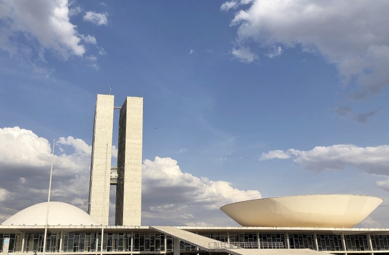 Fachada do Congresso Nacional, com o Senado e a Câmara dos Deputados, em Brasília