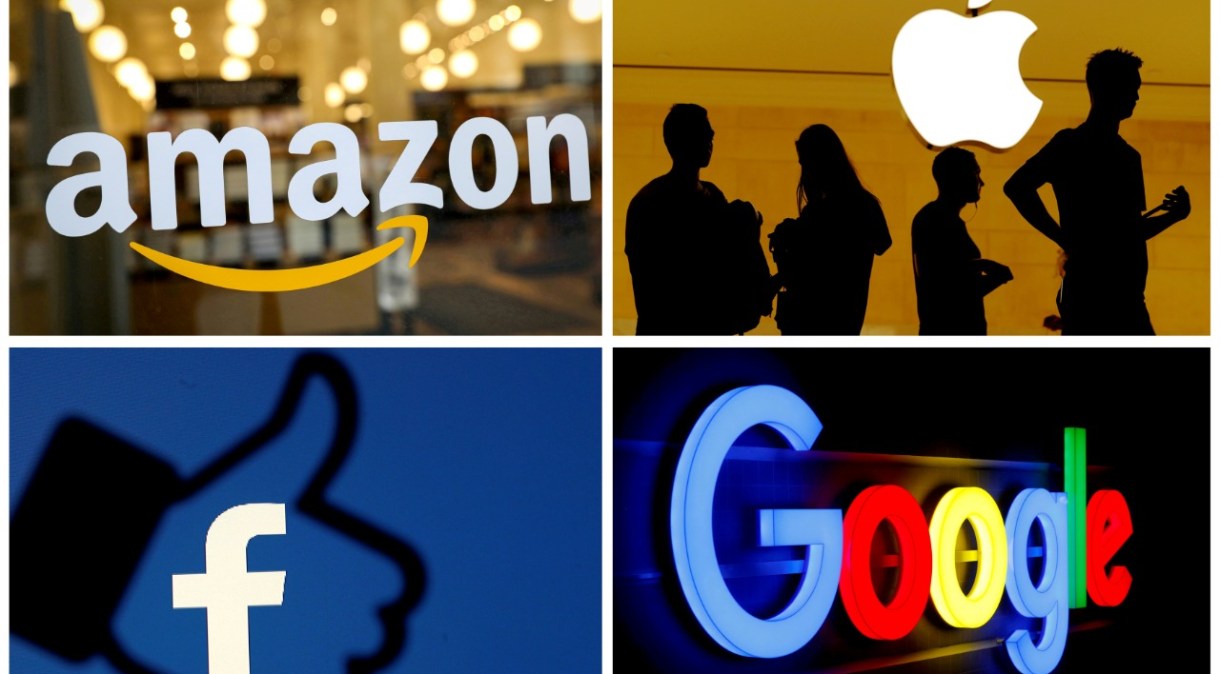 Logotipos da Amazon, Apple, Facebook e Google