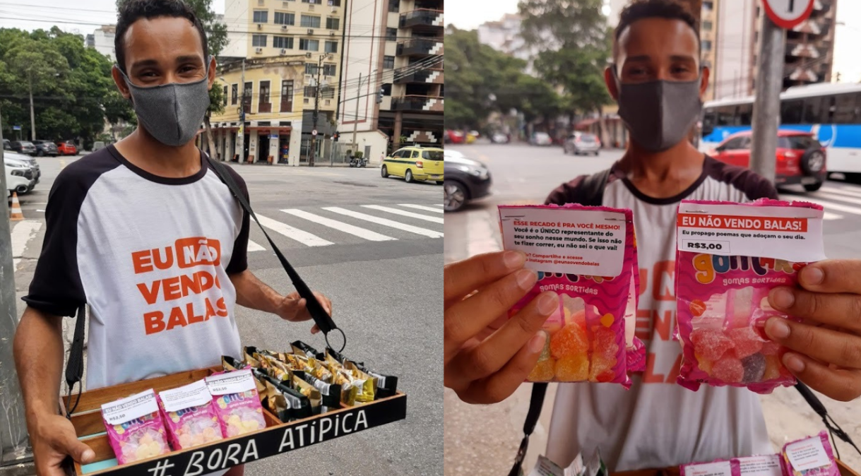Cassiano de Souza Santos, de 27 anos, chamou atenção de moradores vendendo balas em semáforo, no Rio