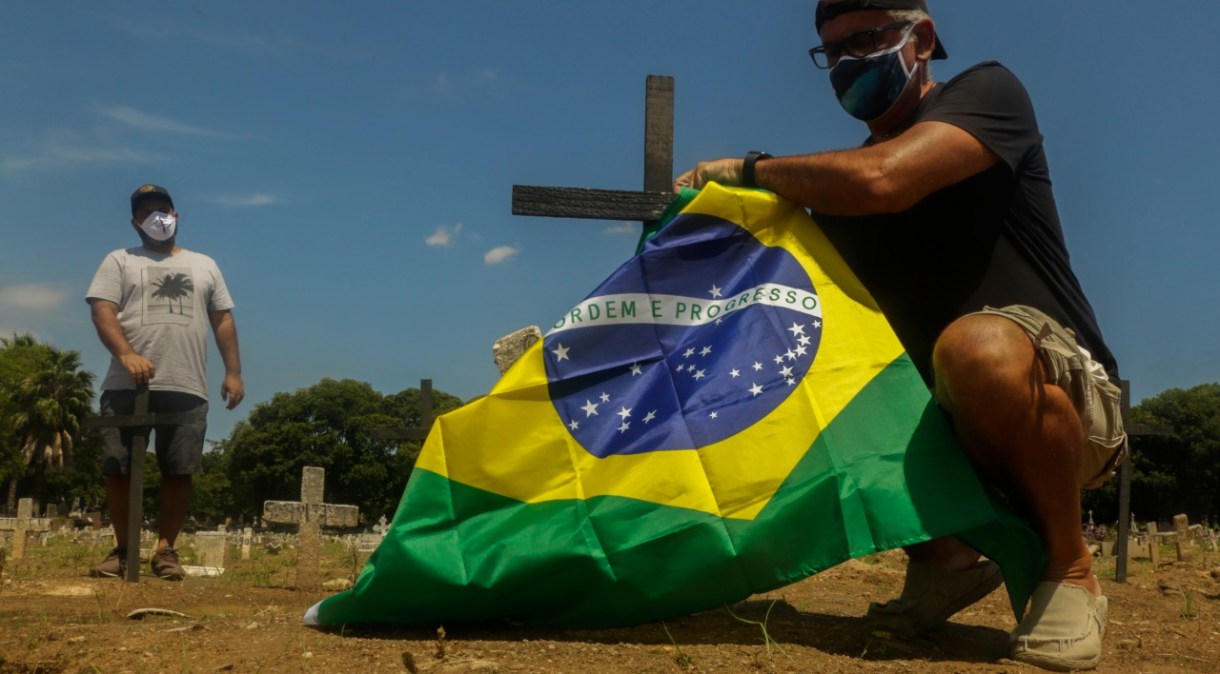A ONG Rio de Paz protesta a respeito das 200 mil mortes pela Covid-19 no Brasil
