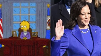 Usuários das redes sociais notaram a última coincidência entre o traje de Kamala Harris durante a posse e a roupa de Lisa Simpson em um episódio de 2000