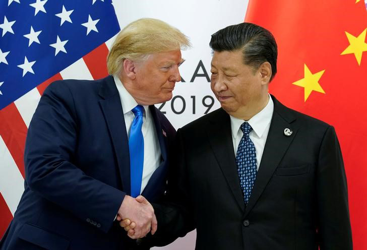 Presidente dos EUA, Donald Trump, e presidente da China, Xi Jinping, durante enc