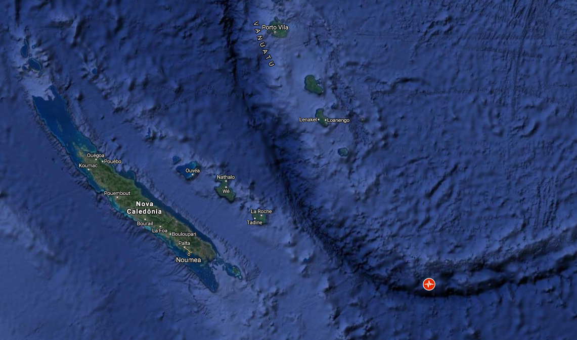 Epicentro do terremoto foi no Oceano Pacífico ao sul de Vanuatu