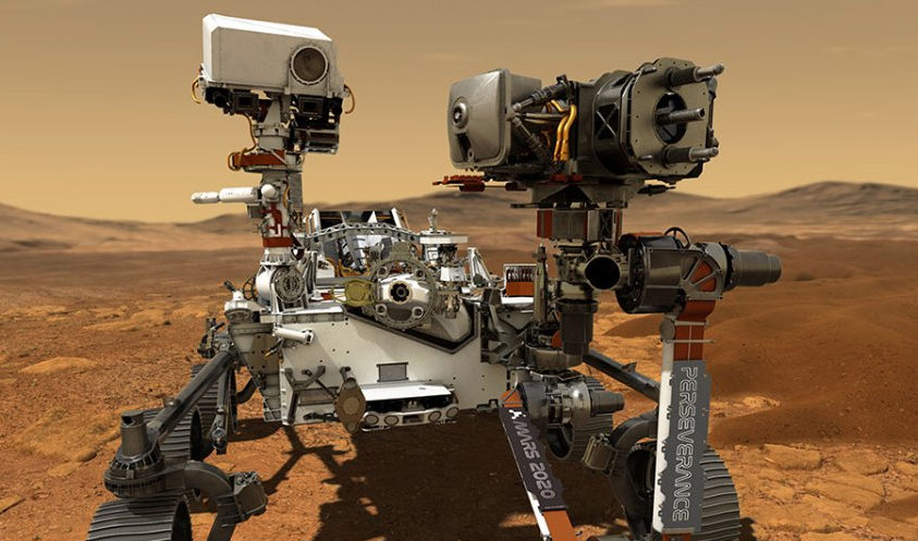 Imagem da Perseverance, sonda da Nasa que irá buscar vestígios de vida em Marte