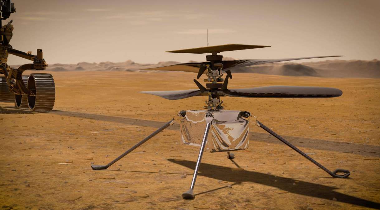 O helicóptero Ingenuity ('engenhosidade'), companheiro do rover Perseverance