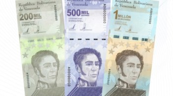 Nos valores de 200 mil, 500 mil e 1 milhão de bolívares, novas cédulas chegam na segunda-feira “para responder às necessidades da economia nacional"