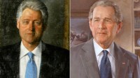 Retratos de Bush e Clinton são recolocados na entrada da Casa Branca