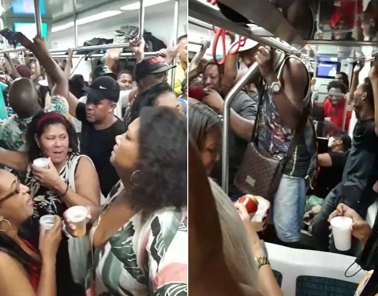 Festa com aglomeração em trem no Rio