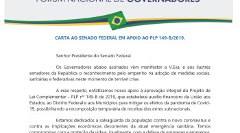 Entre os governadores, apenas Rondônia e Roraima não são signatários da carta divulgada nesta quinta-feira (16)