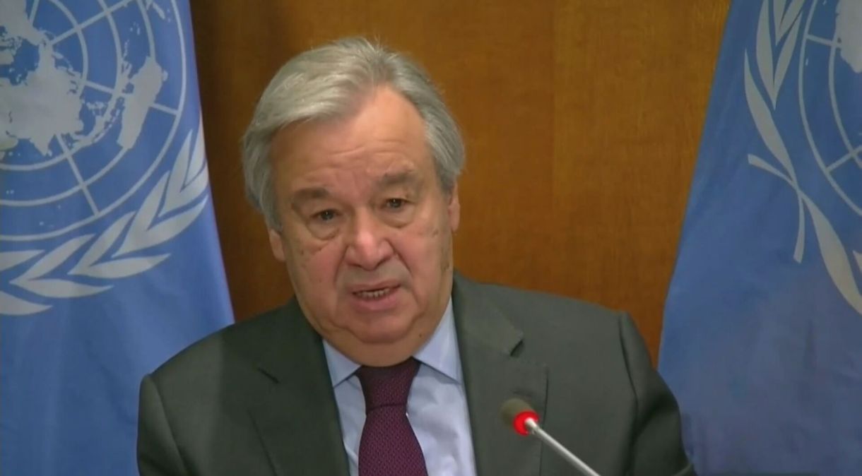 Secretário-geral da ONU, António Guterres, durante a Cúpula de Líderes sobre o Clima