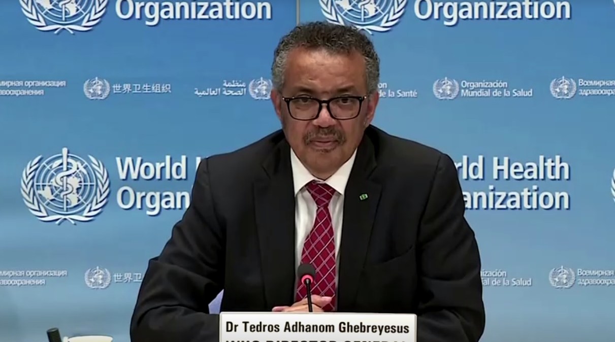 Tedros Adhanom Ghebreyesus, diretor-geral da OMS, durante coletiva de imprensa sobre o novo coronavírus