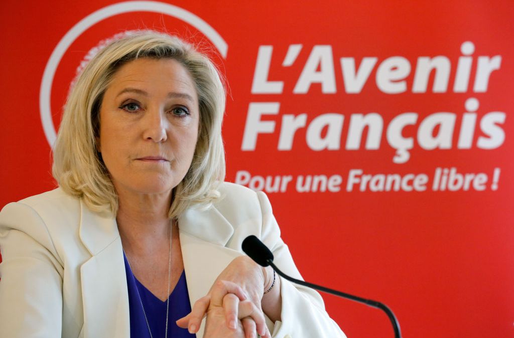 Presidente do partido de extrema direita "Rassemblement National", Marine Le Pen