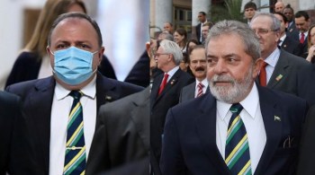 Imagens do ministro de terno e gravata colorida e do figurino coincidente do ex-presidente