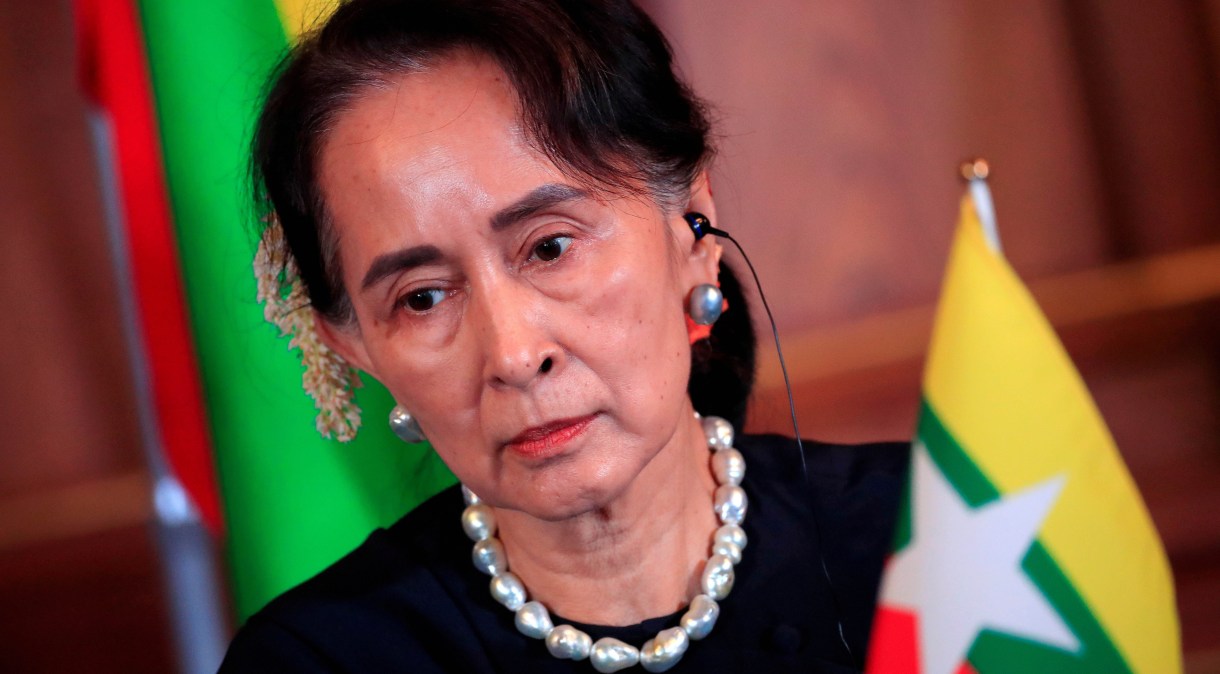 Ganhadora do Nobel da Paz e líder deposta em golpe militar em Mianmar, Aung San Suu Kyi