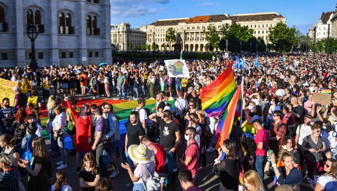 Manifestantes em Budapeste