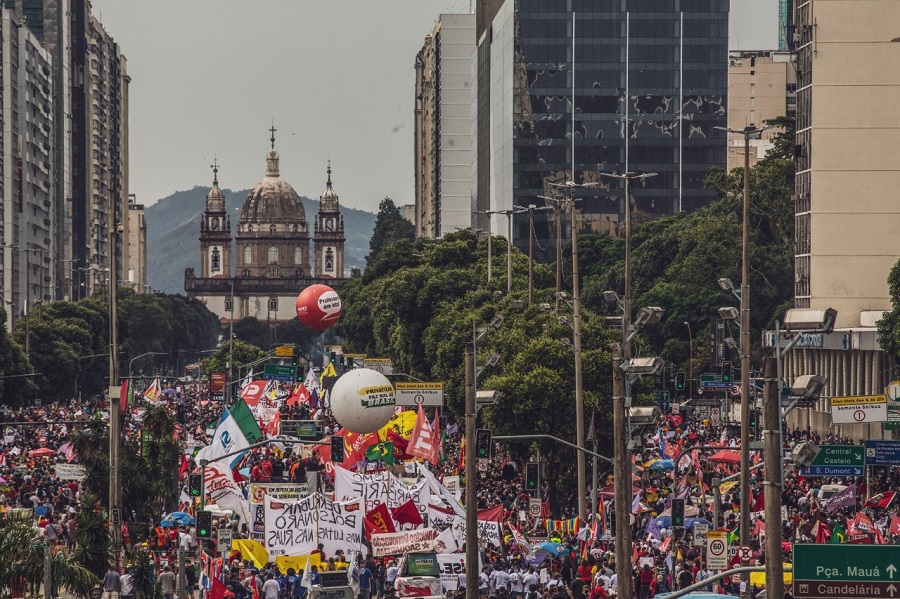 Manifestação contra o governo de Bolsonaro no Rio de Janeiro