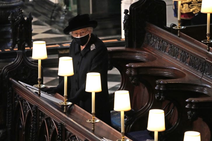 Rainha Elizabeth II no funeral do Príncipe Philip