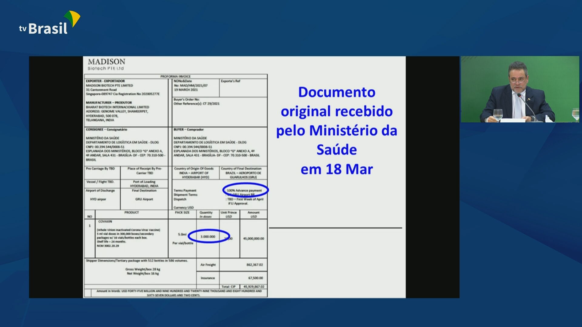 Documentos apresentados pelo governo federal para rebater denúncias de irregular