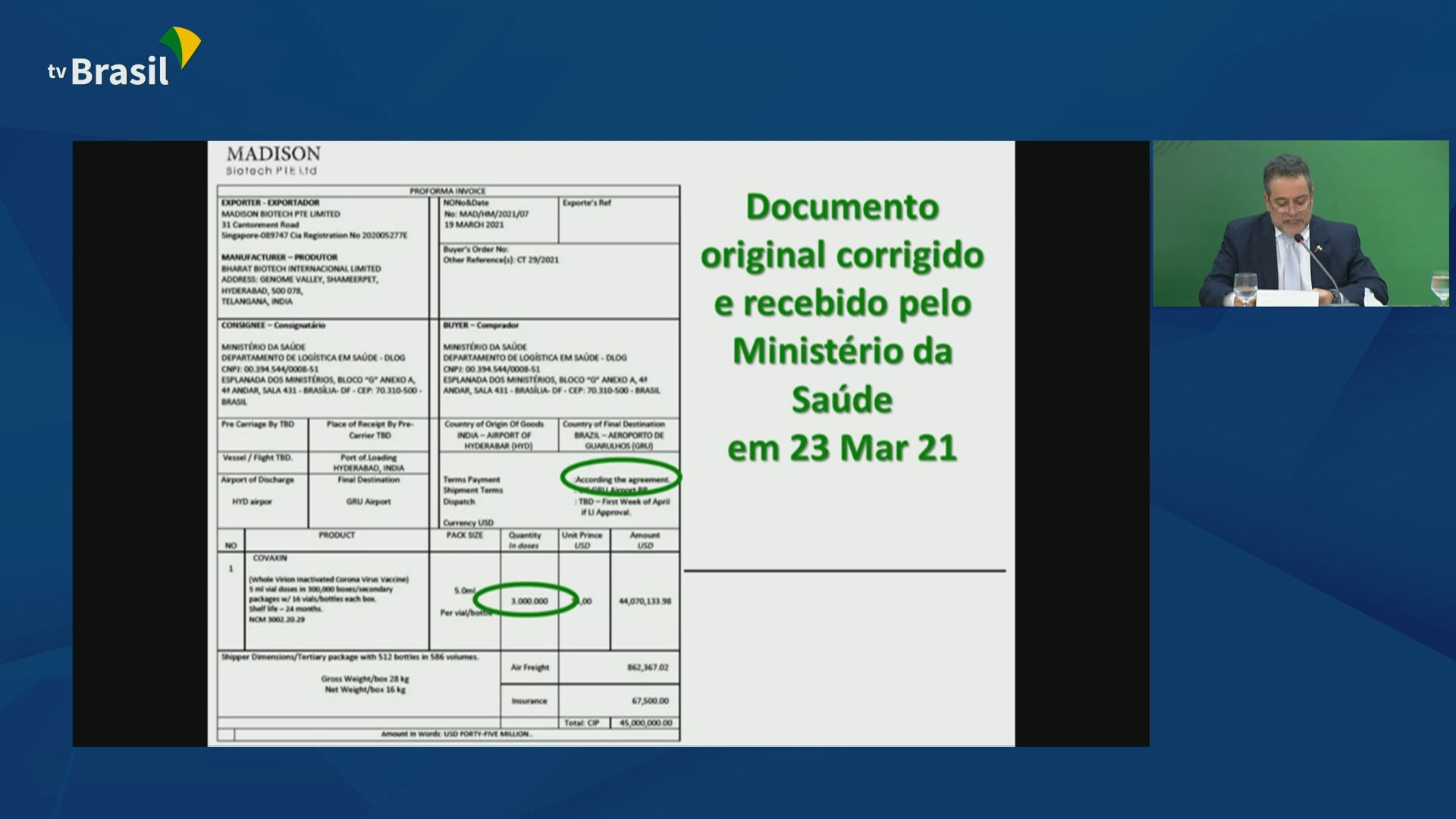 Documentos apresentados pelo governo federal para rebater denúncias de irregular