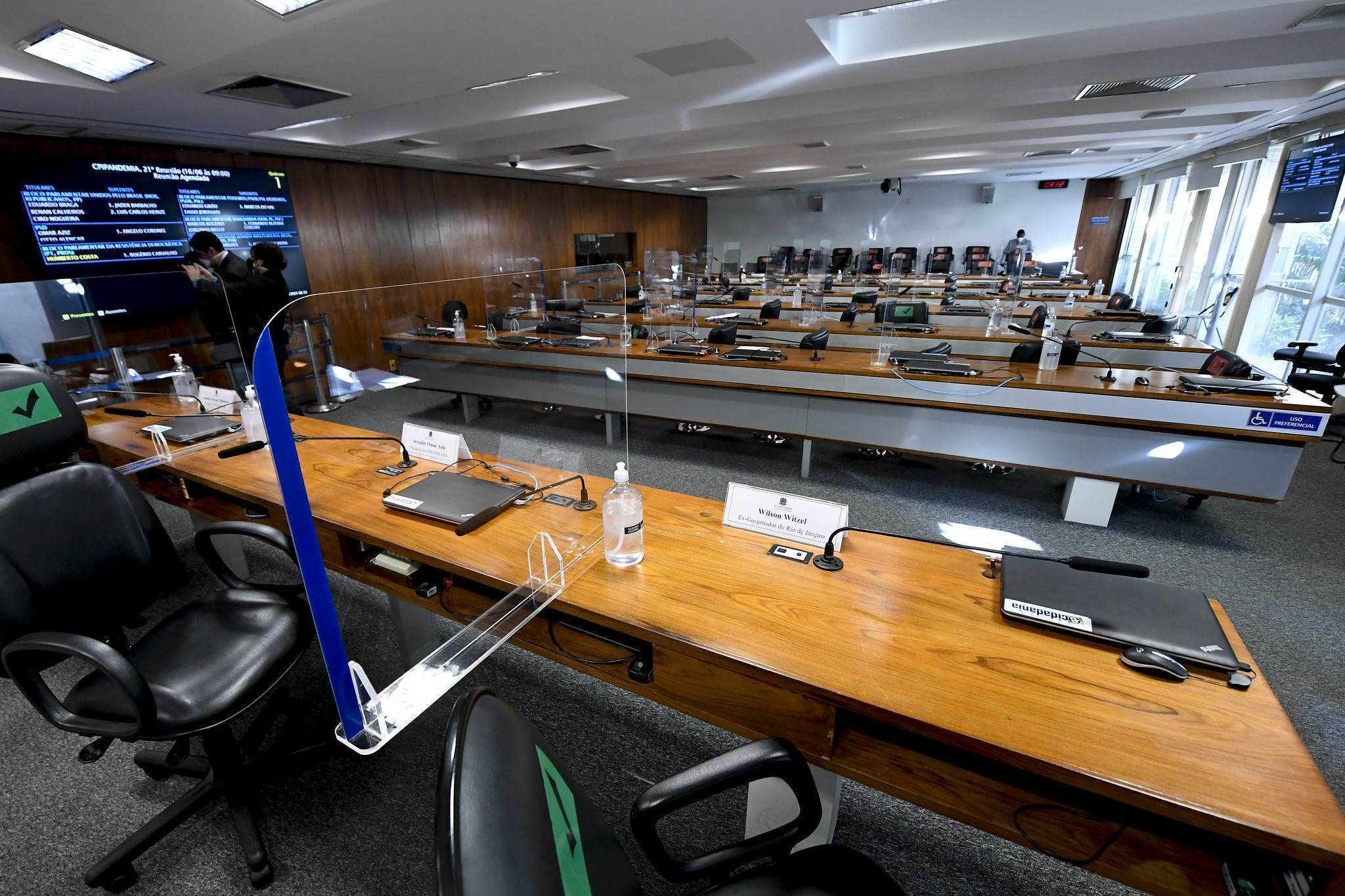 Sala onde ocorrem depoimentos da CPI da Pandemia no Senado