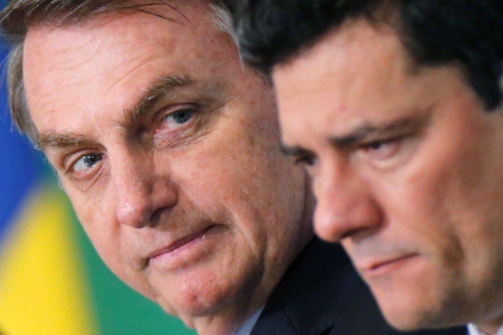 O presidente Jair Bolsonaro e o ex-ministro da Justiça, Sergio Moro