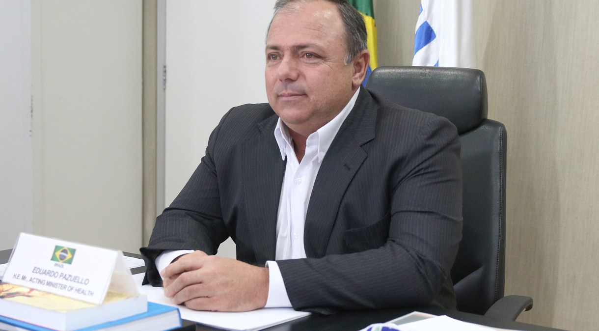 O ministro interino da Saúde, Eduardo Pazuello, participa da 73ª Assembleia Geral da Saúde