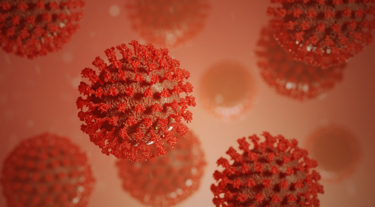 Ilustração vermelha do novo coronavírus