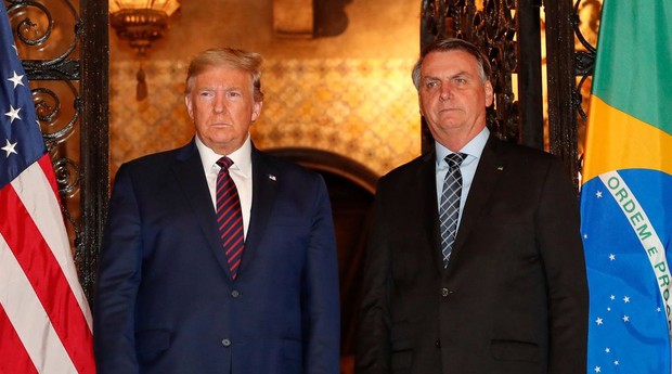 O presidente dos Estados Unidos, Donald Trump, em encontro com Jair Bolsonaro em março de 2020