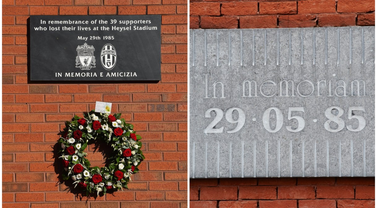 Homenagem feita por Liverpool (E) e Juventus aos torcedores mortos na Tragédia de Heysel, há 35 anos