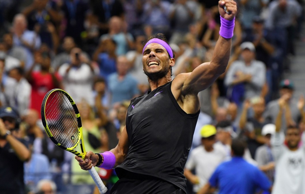 Rafael Nadal comemora match point em jogo pelo US Open de 2019