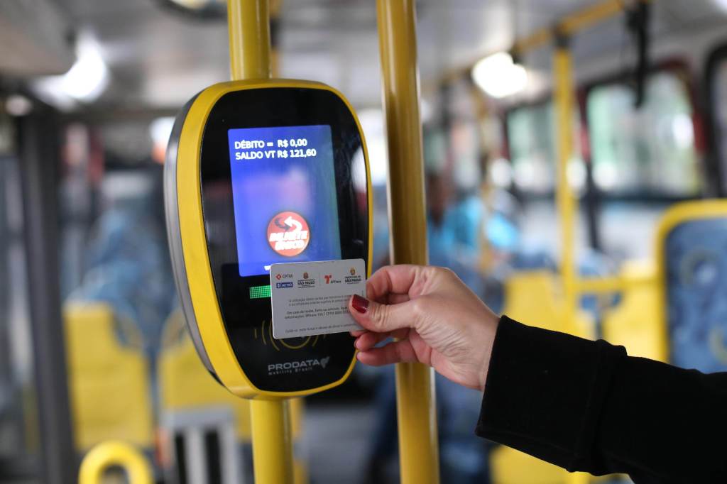 Bilhete Único em catraca de ônibus em São Paulo