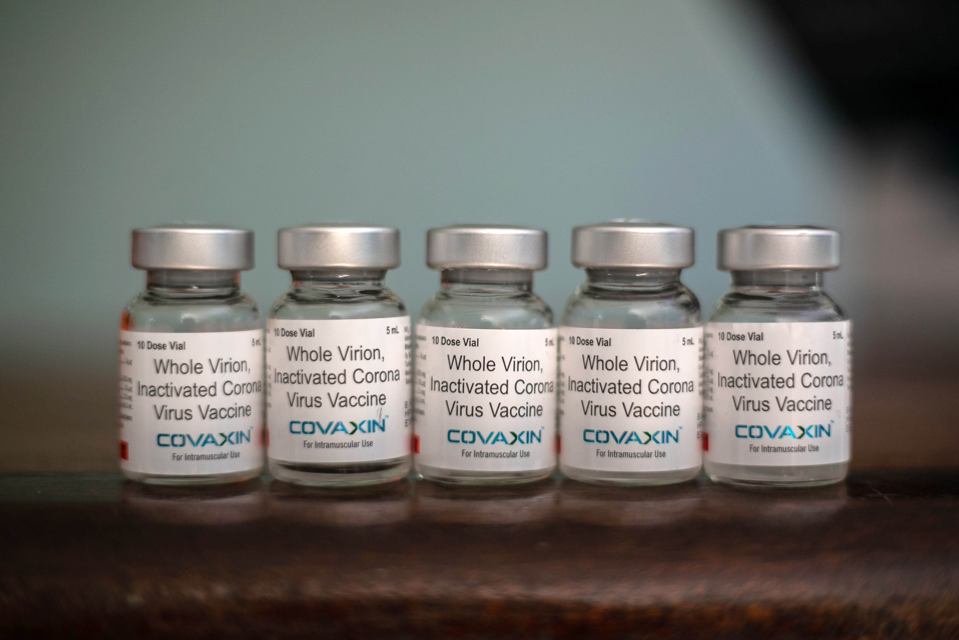 Frascos da Covaxin, vacina contra Covid-19