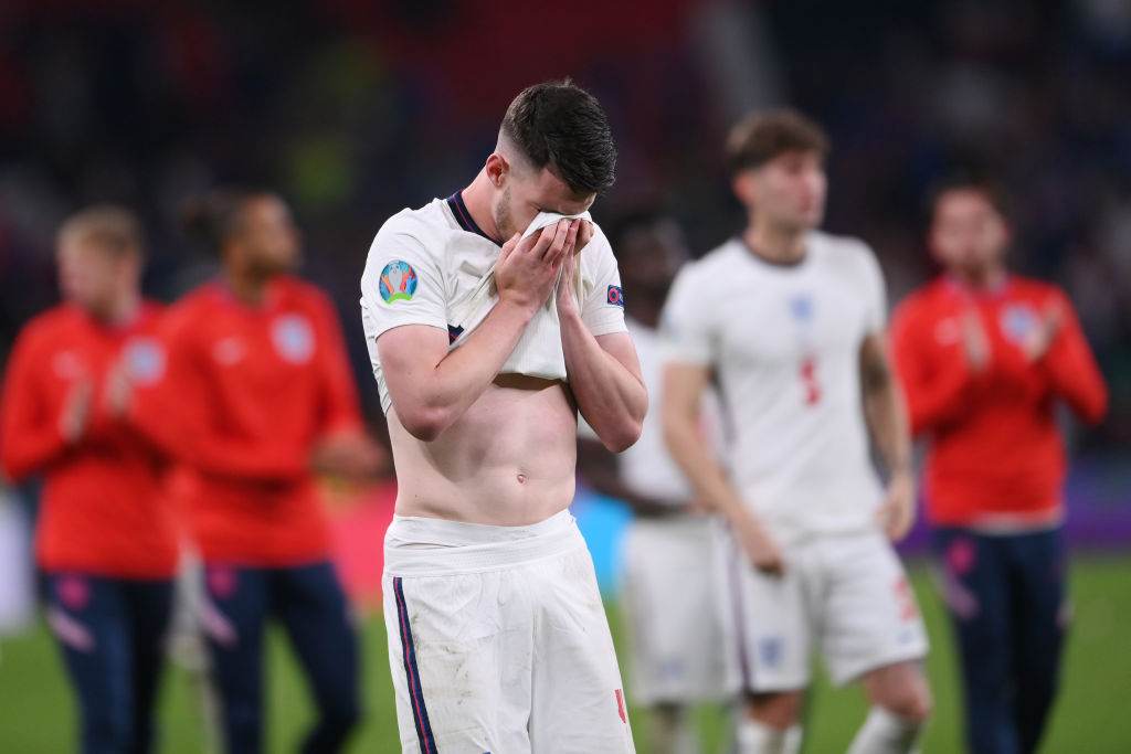 Jogador Declan Rice após derrota da Inglaterra