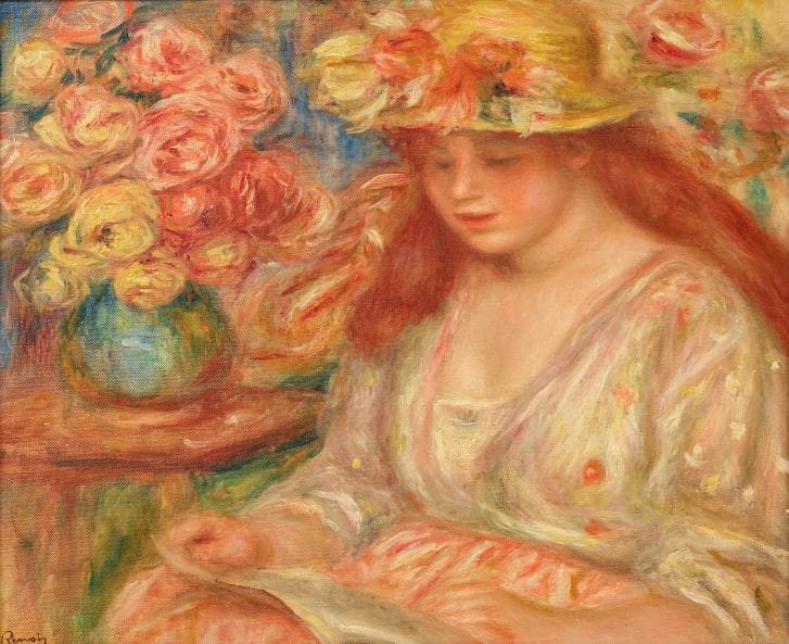 Pintura 'A Leitura', de Pierre-Auguste Renoir