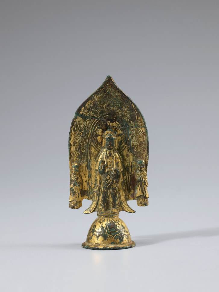 Um bodhisattva de bronze do século 6