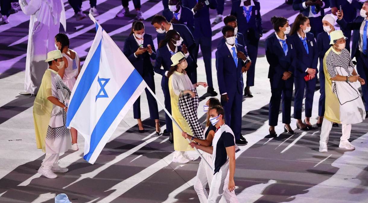 Delegação de Israel durante cerimônia de abertura das Olimpíadasde 2020