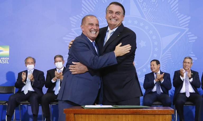 O presidente Jair Bolsonaro e Onyx Lorenzoni