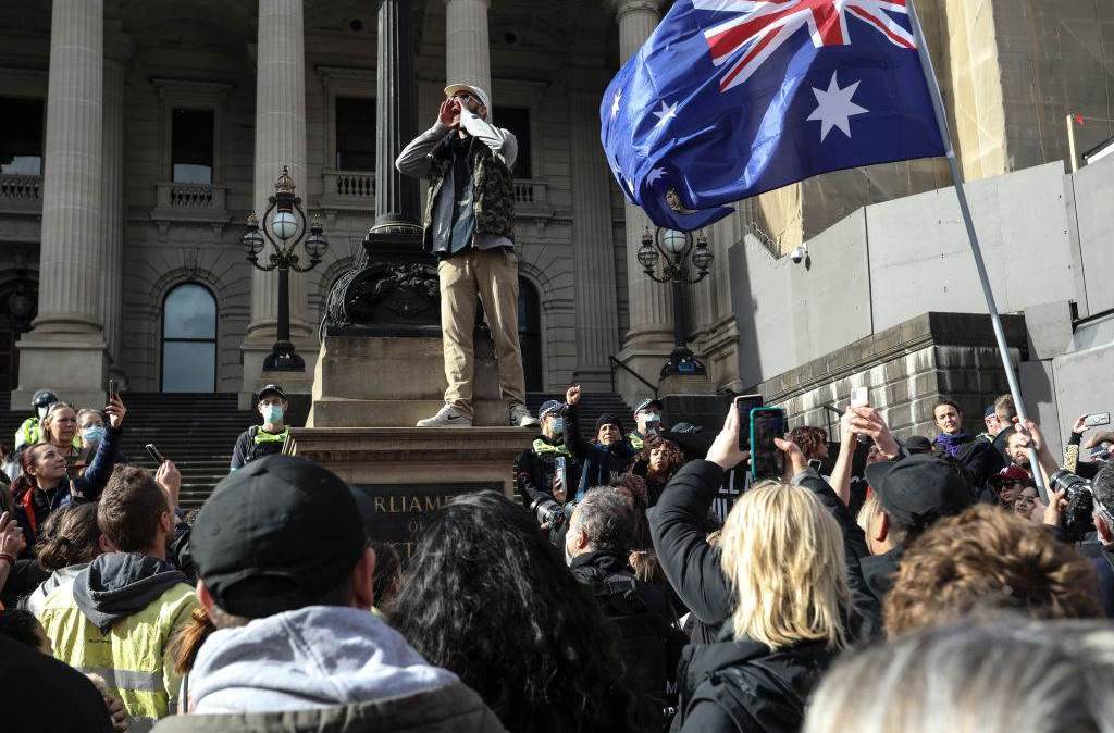 Protesto contra lockdown na Austrália