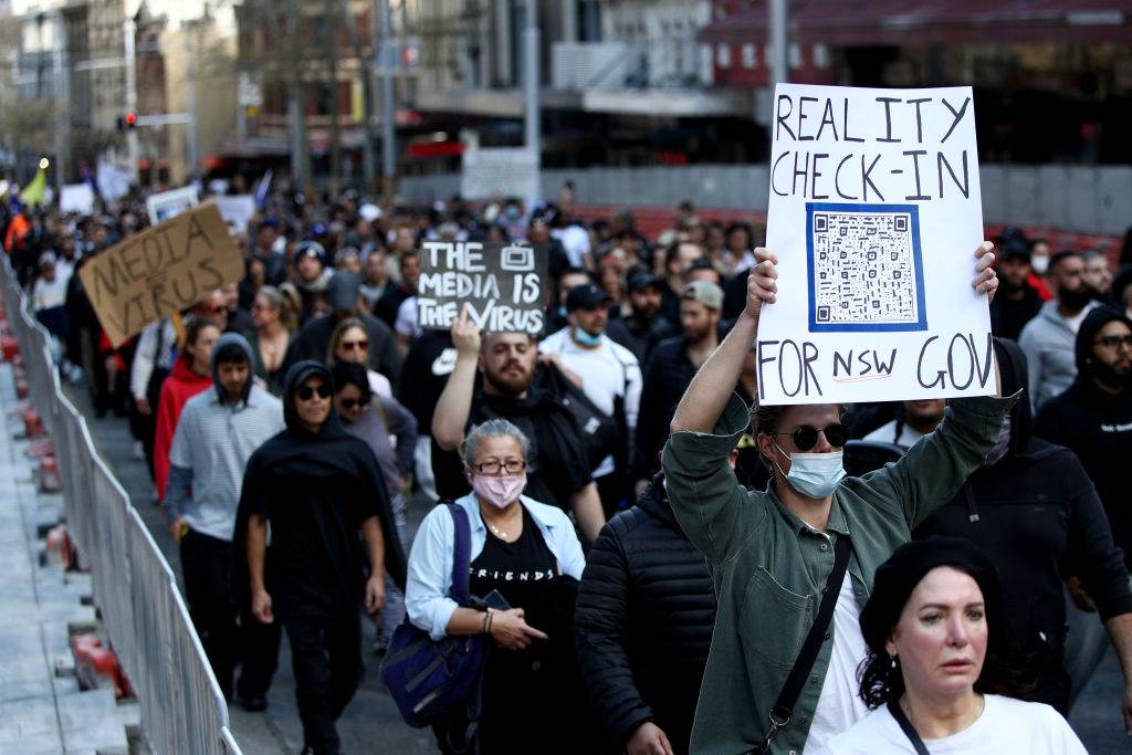 Protesto contra lockdown na Austrália