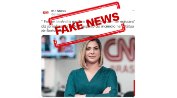 Perfil que utiliza marca de portal de notícias atribuiu comentário falso sobre incêndio em estátua a apresentadora da CNN; twitter ainda não se manifestou